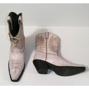 New NWT NIB Womens 7 Ariat Goldie Boot Western Distressed White Leather Short